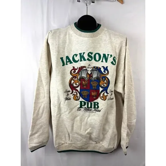 VTG 90s Jackson's Pub Co. Wicklow Ireland Crewneck Sweatshirt Men's LARGE New